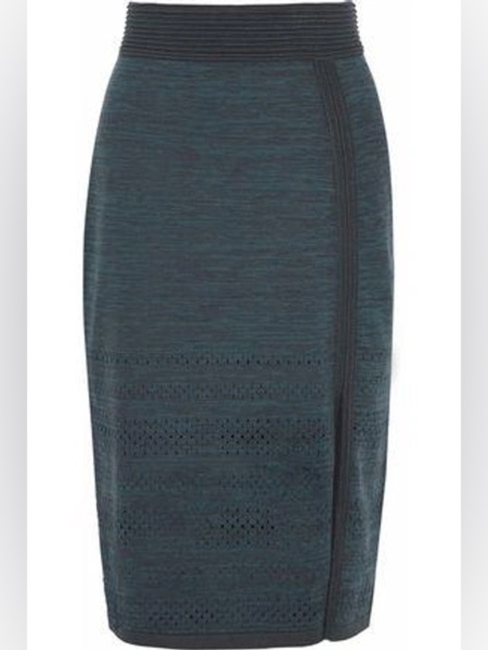 HOUSE OF DAGMAR Salla Pointelle trimmed Knitted Midi Skirt Petrol size small
